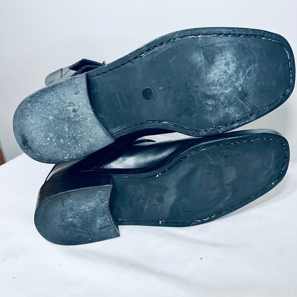 Gucci Boots Mid Calf Black Leather Moto Biker Zip Designer Women Riding 9.5 - Picture 10 of 14